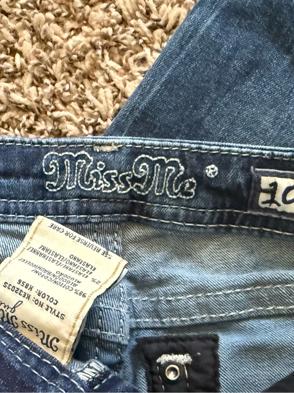 Miss Me Dark Blue Embellished Fleur-de-Lis Skinny Jeans - Picture 3 of 3